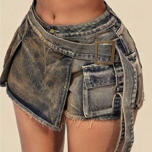 Denim Wrap Shorts
